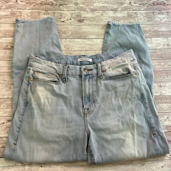 Good American Light Wash Good Legs High Rise Raw Hem Skinny Jeans - Picture 2 of 12